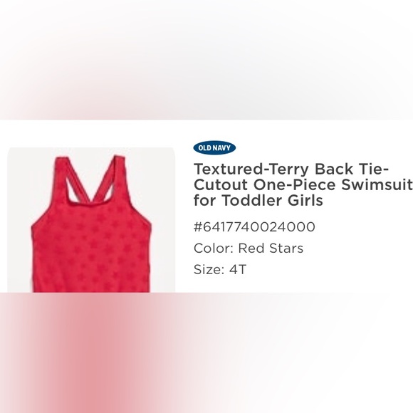 🌟EUC Old Navy⚓️ 4th of July/Patriotic Swimsuit with Romper Cover Up🇺🇸🧨 Sz 4T - Picture 6 of 7